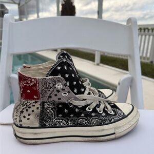Converse Sneakers in Black and Red Bandana Print